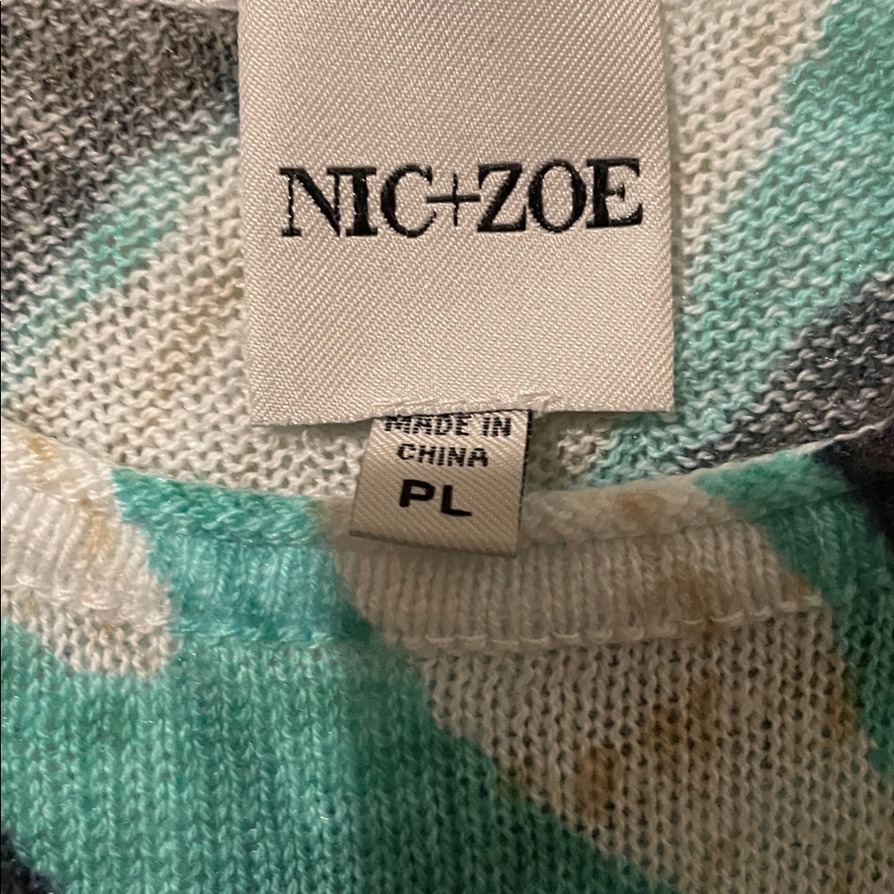 NIC+ZOE Teal and Black Knit Top NWOT - Picture 4 of 16